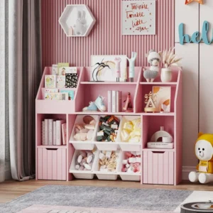 Pink Kids' Wooden Bookcase