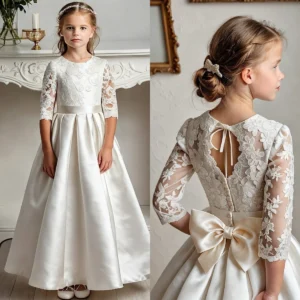 Elegant Girl Satin Evening Gown