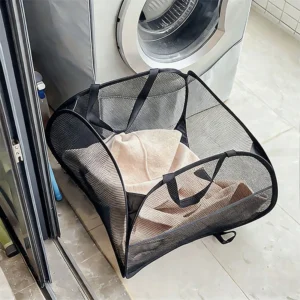 Oversized Collapsible Mesh Laundry Basket Kids Room