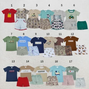 Boy 2 Piece Summer Short Sleeve T-shirt Elastic Waist Shorts