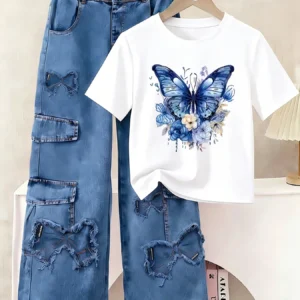 Girls & Boys Butterfly Graphic T-Shirt