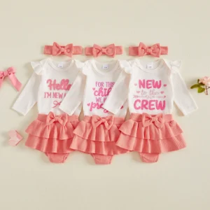 Baby Girl Outfits Letter Embroidery